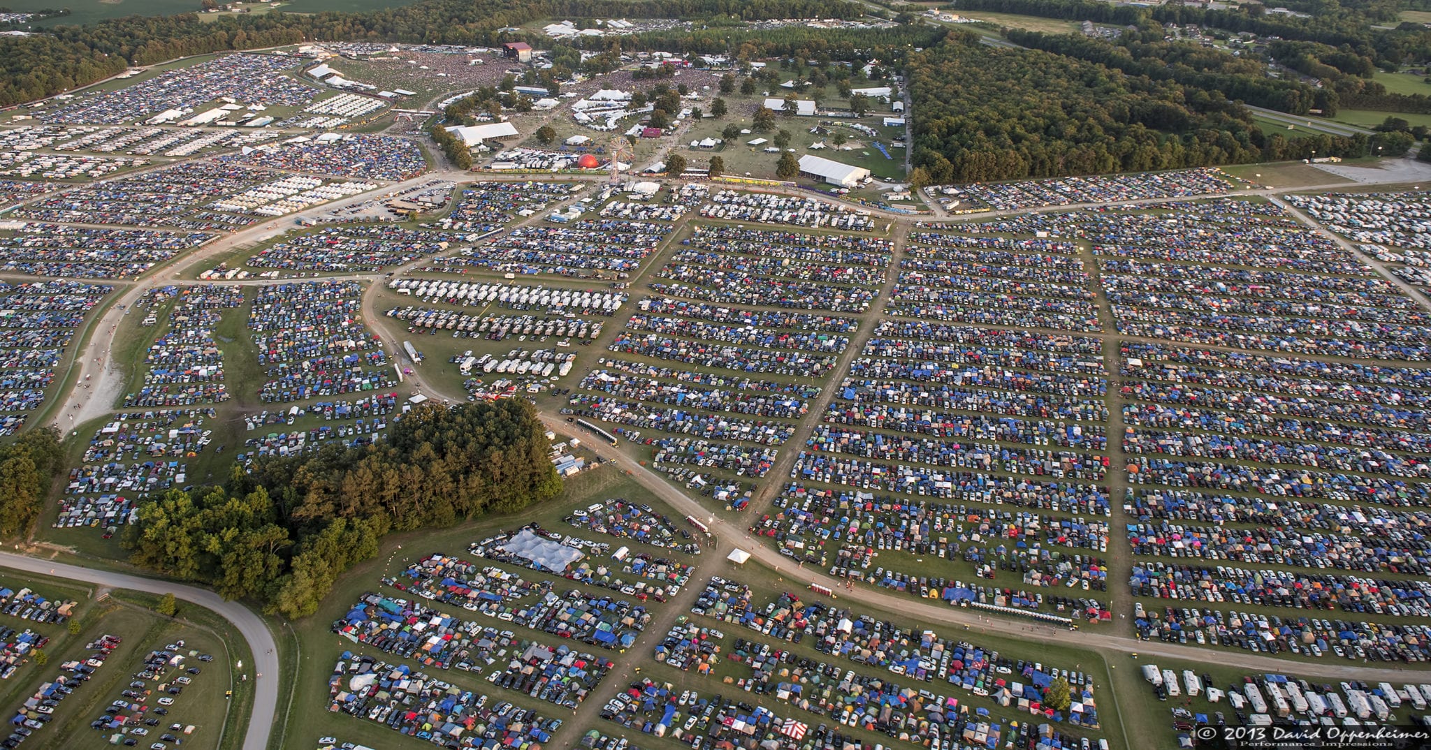 Bonnaroo Music Festival aerial photo of festival crowd on June 14, 2013 in ...