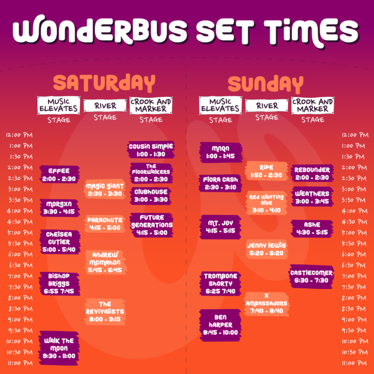 WonderBus Music Festival Schedule • MUSICFESTNEWS