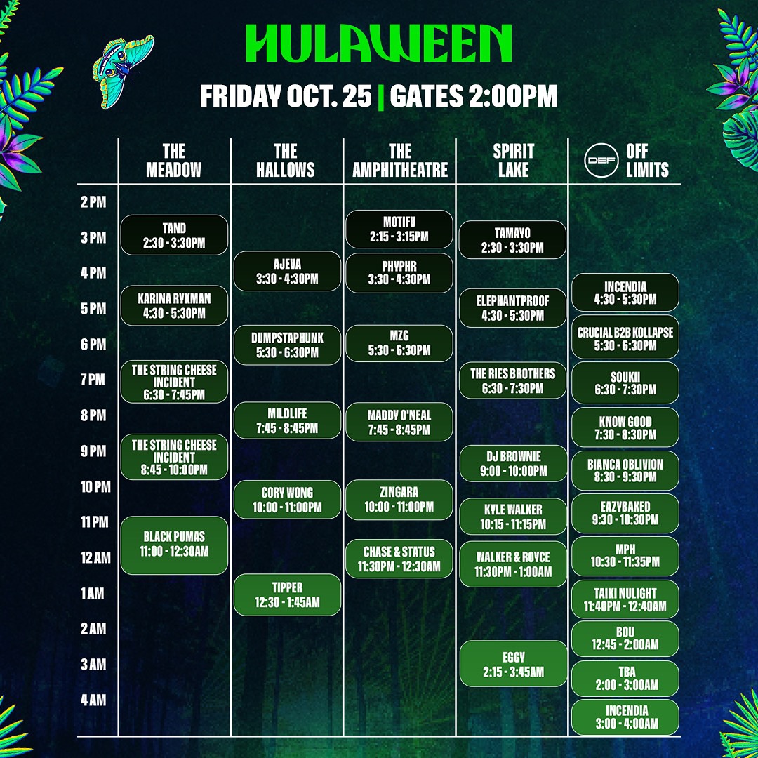 Suwannee Hulaween Friday The Schedule • MUSICFESTNEWS